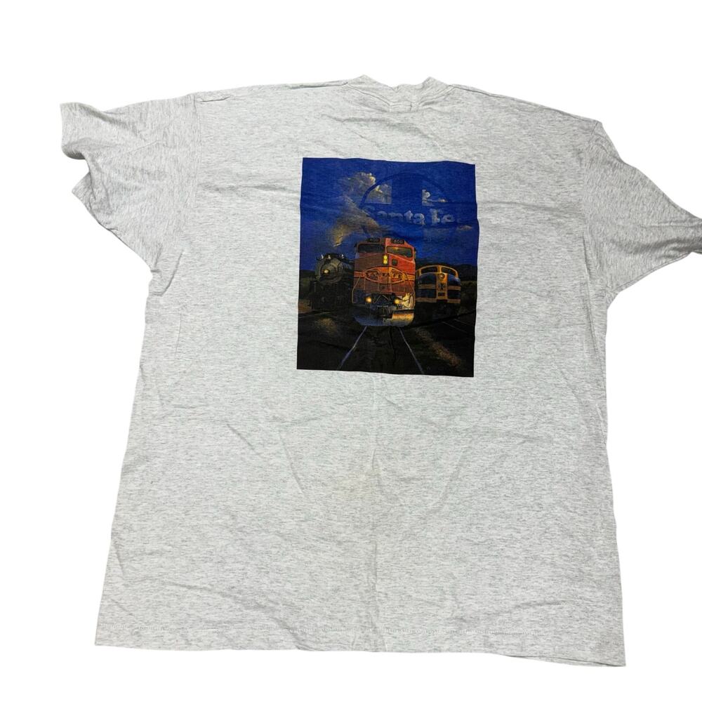 VTG Santa Fe The Super Chief? Train Locomotive Railroad Indian T-Shirt Mens XXXL